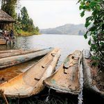 Canoes on the shores of Lake Bunyonyi